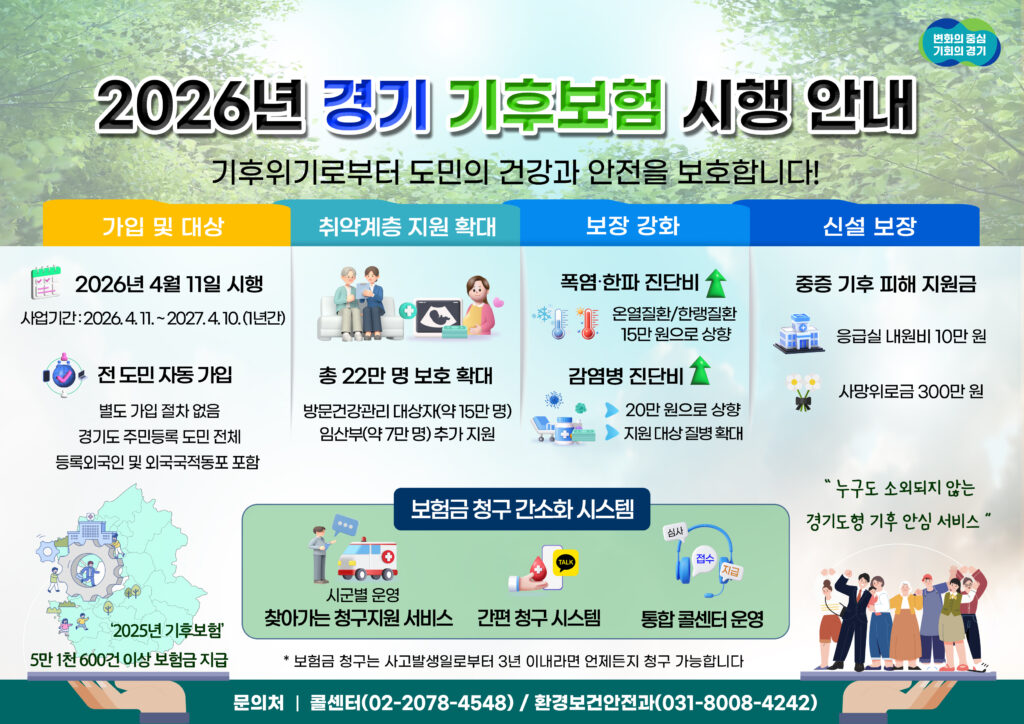 2026년 경기 기후보험 시행 안내 포스터