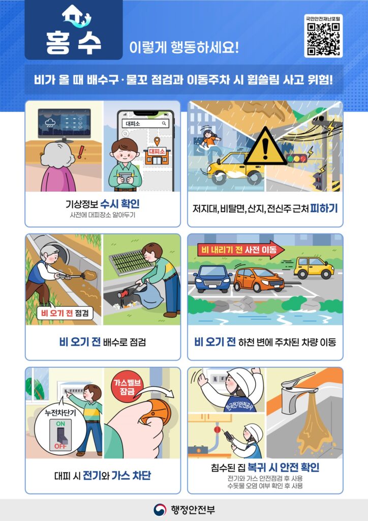 풍수해 종합대책 가운데 홍수 대비 주민 행동 요령을 안내하는 포스터